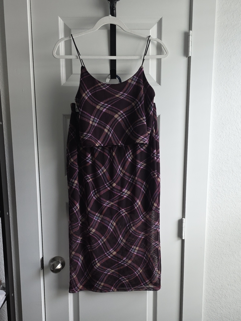 Sleeveless Purple Plaid Midi Skirt Coordinatet Set G180